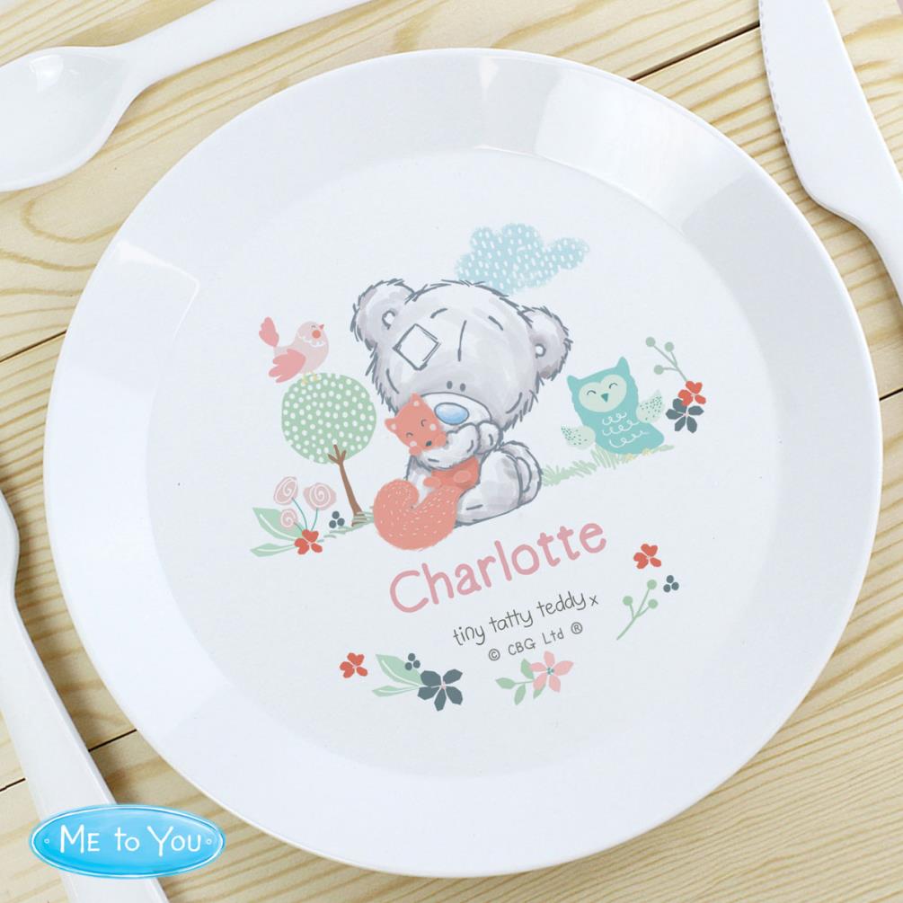 Personalised Tiny Tatty Teddy Woodland Animal Plastic Plate Extra Image 1